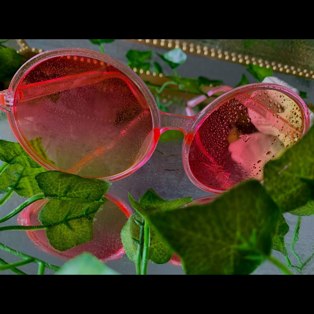 Rounded Glasses with Pink Frames
